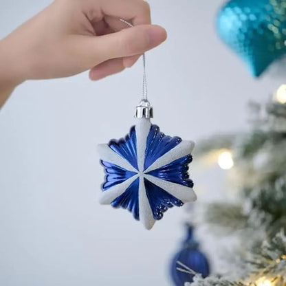 130-Piece Navy Blue and Silver Shatterproof Christmas Ornaments, Arctic Village Theme Winter Wonderland Decorations with Snowflakes , shatterproof ornaments ,  unbreakable Christmas ornaments