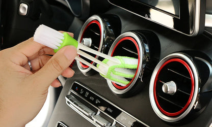 Portable Double-End Car Air Vent Cleaner with Removable Microfiber Cover, Mini Vent Duster, and Cleaning Brush