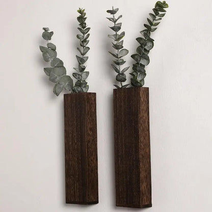 Wooden Wall-Mounted Plant Vase – Bohemian Decorative Flower Vase for Living Room, Bedroom, Kitchen, Home, and Workplace , wall mounted vase , wall flower holder , flower vase