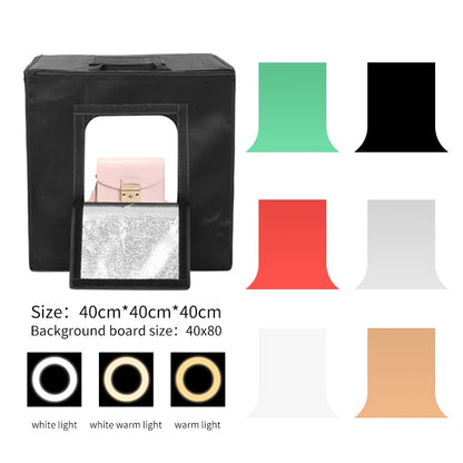 SH 30cm Tabletop Photography Lightbox with 6 Color Backgrounds, Portable Desktop Photo Studio Soft Shooting Tent Box