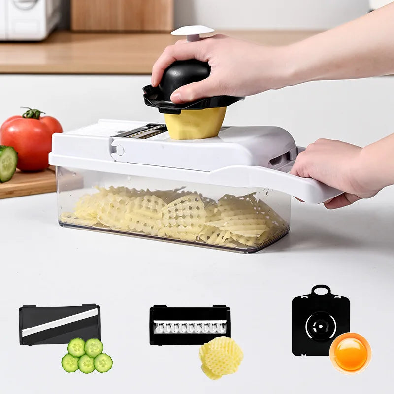 26-piece multifunctional vegetable slicer set, including a household planer, kitchen cutting tools, onion slicer, and dicer.