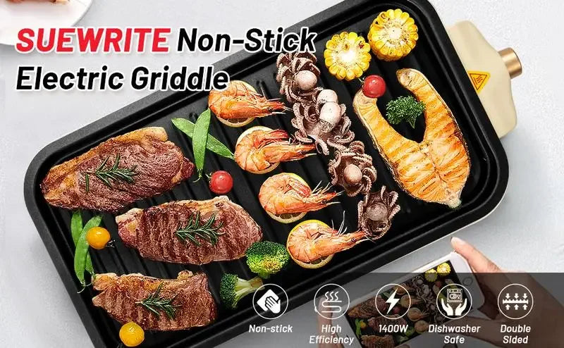 Pukomc Smokeless Indoor Grill – Non-Stick, Portable Electric Korean BBQ Grill with Removable Plate, Perfect for Mother's Day