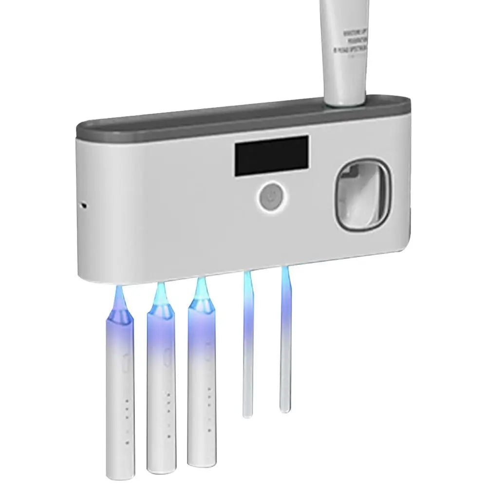 Wall-Mounted Electric Toothbrush Holder with UV Light, Toothpaste Dispenser, and LCD Digital Display – Bathroom accessories , electric toothbrush holder