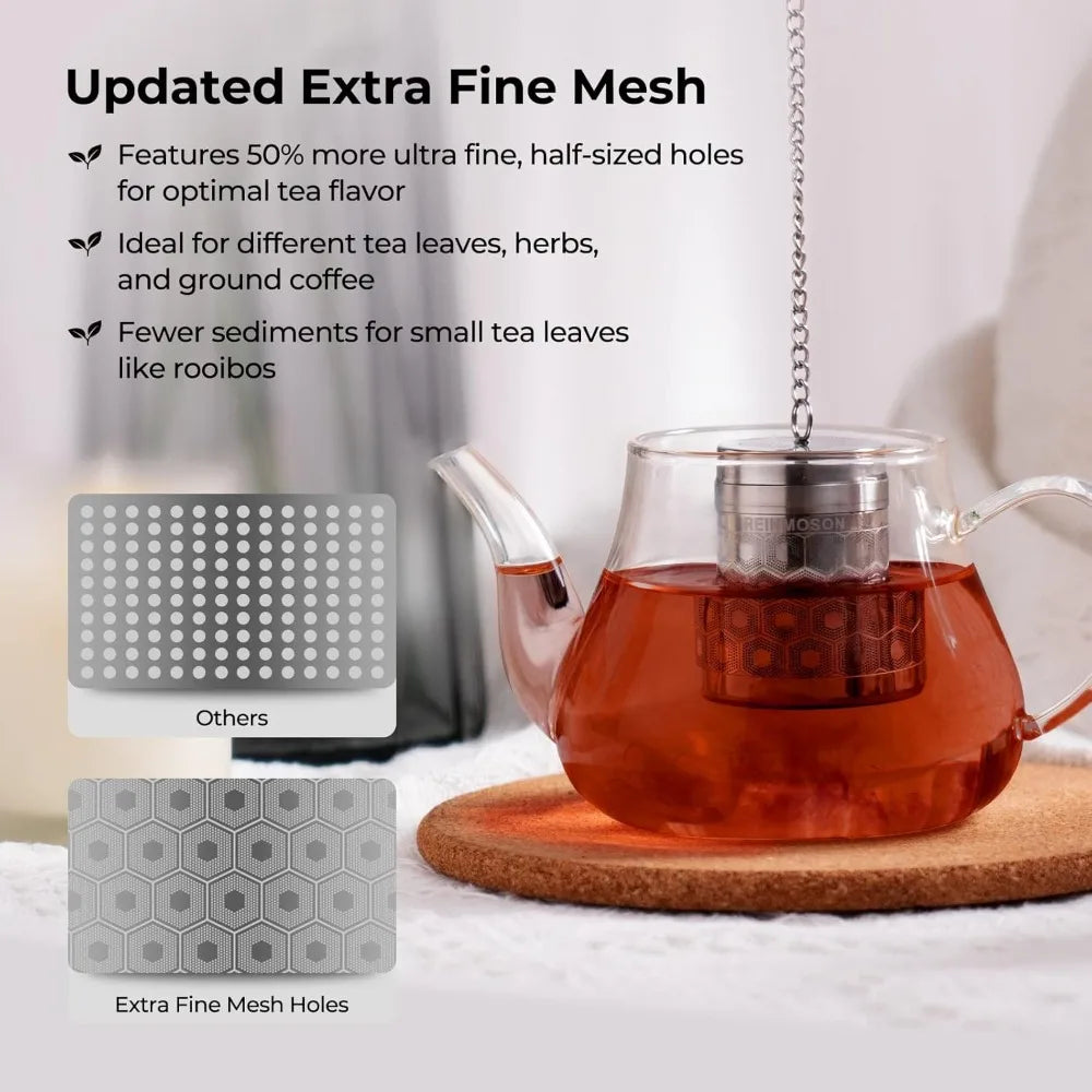 Extra Fine Mesh Tea Strainers – 304 Stainless Steel Loose Leaf Tea Infuser for Brewing Black Tea