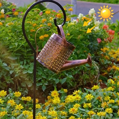 Solar-Powered Retro Metal Kettle Fairy Lights – Waterproof Solar Watering Can Lights for Outdoor Garden Decoration,