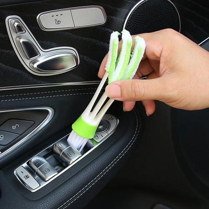 Portable Double-End Car Air Vent Cleaner with Removable Microfiber Cover, Mini Vent Duster, and Cleaning Brush