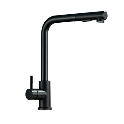 Matte Black Pull-Out Kitchen Faucet with Dual-Mode Sprayer, Stainless Steel Hot and Cold Water Mixer Tap for Deck Mount