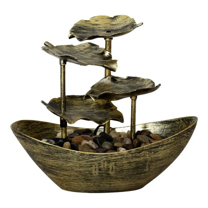 4-Tier Lotus Leaf Tabletop Water Fountain – Small USB-Powered Waterfall Fountain with Automatic Pump and Power Switch for Home Decor  Water Fall Table Fountain