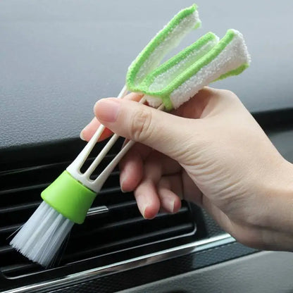 Portable Double-End Car Air Vent Cleaner with Removable Microfiber Cover, Mini Vent Duster, and Cleaning Brush