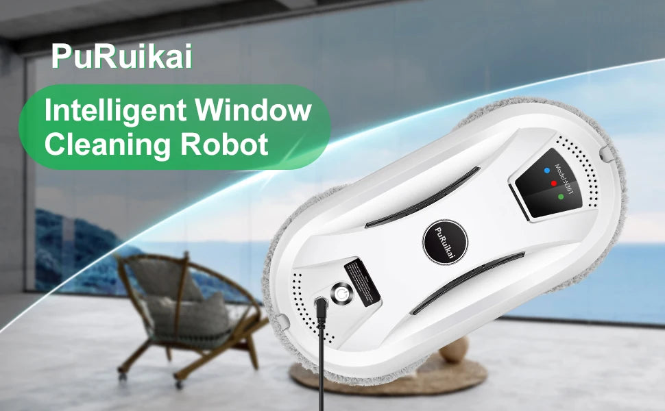 PuRuiKai Smart Window Cleaning Robot – Home Glass Vacuum Cleaner with One-Key Operation for Effortless Window and Wall Cleaning