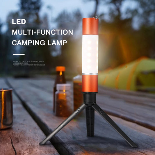 Outdoor Camping LED Telescopic Flashlight with Tripod, Multifunctional Rechargeable Retractable Torch and Table Lamp