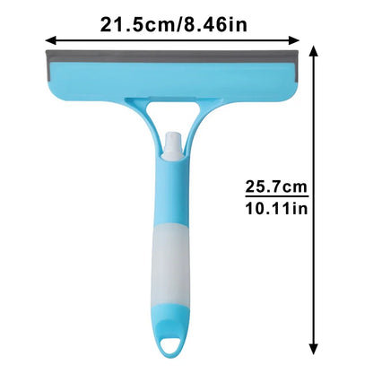 3-in-1 Window Cleaning Squeegee – Multi-Function Glass and Mirror Wiper with Spray Bottle and Microfiber Scrubber for Home and Car Cleaning