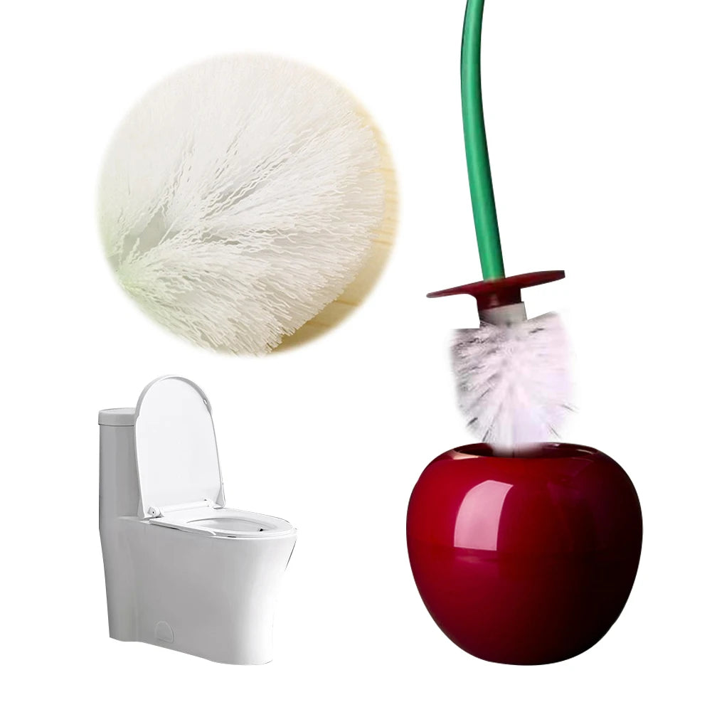 Cherry-Shaped Toilet Cleaning Brush with Long Handle – Creative Lavatory Brush with Holder, Bathroom Accessories , household cleaners , toilet bowl cleaner brush