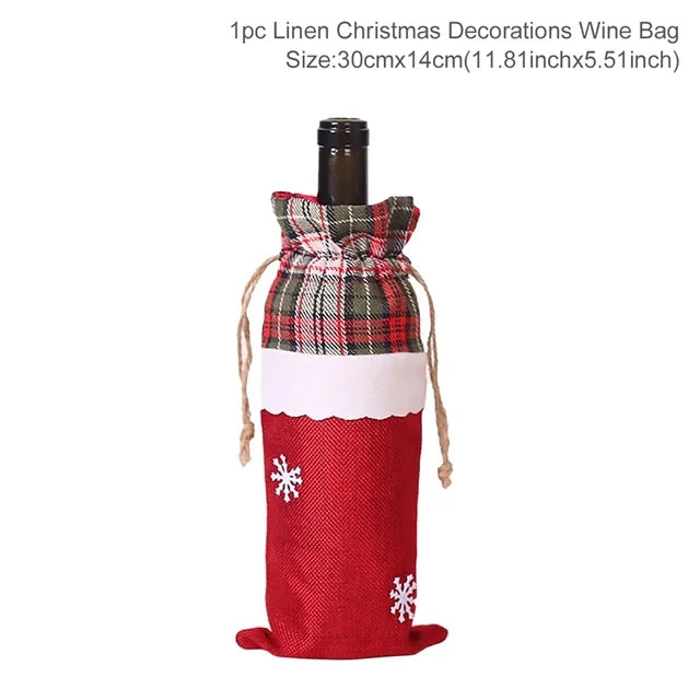 FengRise Christmas Santa Claus Wine Bottle Cover and Snowman Stocking Holders, Xmas Home Décor and New Year Gift , Christmas decorations , Christmas Wine Bottle Cover , stocking holder snowman