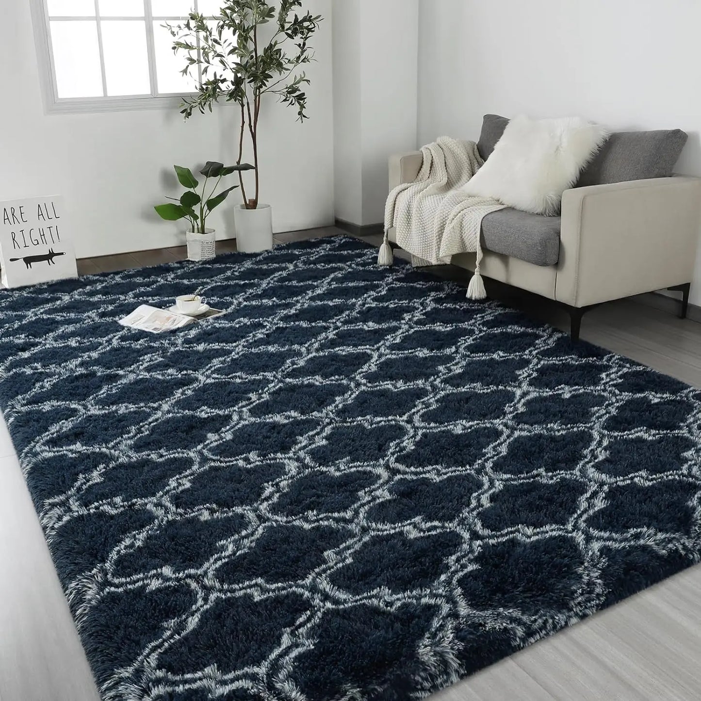 Large Plush Shag Area Rugs for Bedroom – Super Soft, Fluffy, Non-Slip Carpets for Living Room, Kids' Room, Nursery, or Girls' Rooms