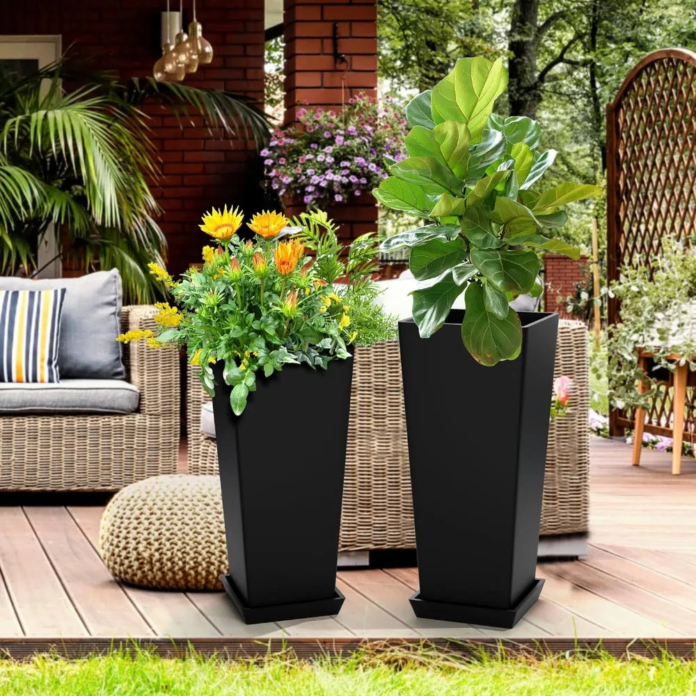 tall large square flower pots , planters outdoor , best for gardening
