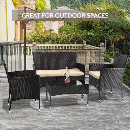 4 piece patio furniture set – rattan table and chairs-Garden Conversation Bistro Set for Yard, Pool, or Backyard