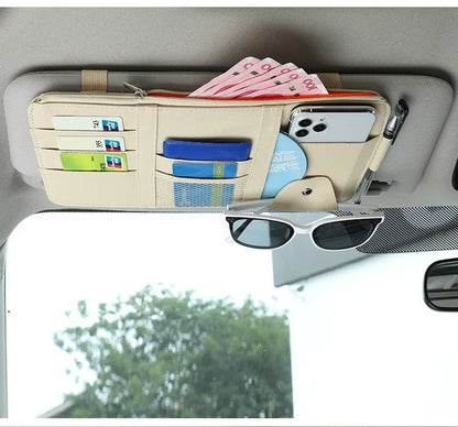 Car Sun Visor Organizer with Multiple Pockets, Auto Interior Storage Pouch for Documents and Pen Holder