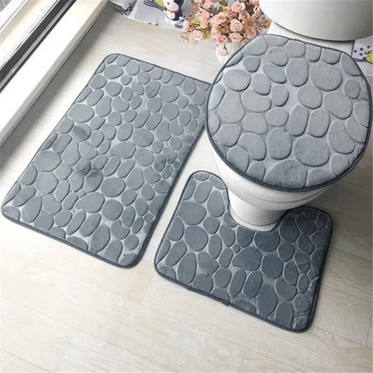 3 piece bath rug set , bathroom accessories , non slip bathroom mat
