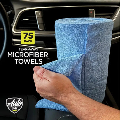 Multi-Purpose Tear-Away Microfiber Towels – 75-Pack of Absorbent, Lint-Free Cleaning Cloths for Car, Home, Office, Kitchen, and Garage , microfiber towels , lint free cloth