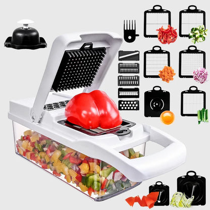 26-piece multifunctional vegetable slicer set, including a household planer, kitchen cutting tools, onion slicer, and dicer.